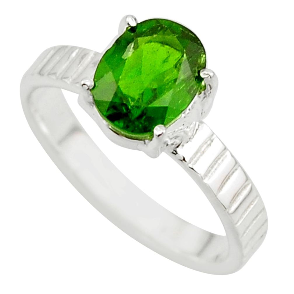 3.06cts natural green chrome diopside 925 sterling silver ring size 8 r43407