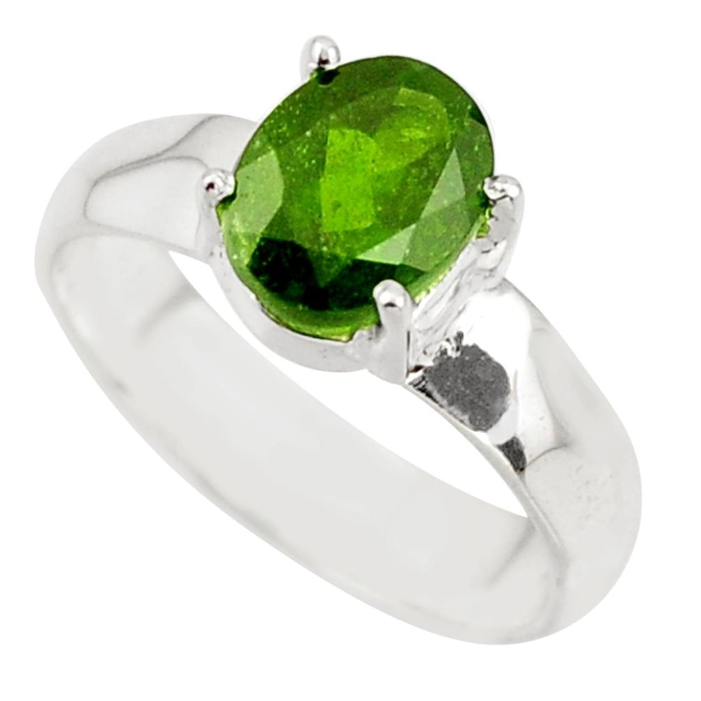 3.07cts natural green chrome diopside 925 sterling silver ring size 8 r43413