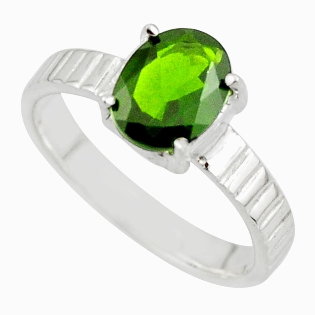 3.43cts natural green chrome diopside 925 sterling silver ring size 8 r43414
