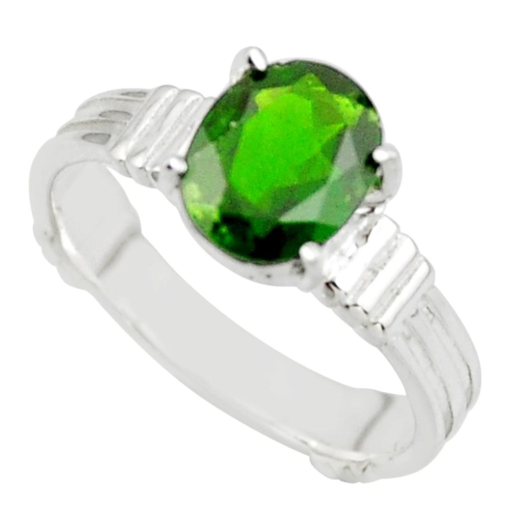 3.19cts natural green chrome diopside 925 sterling silver ring size 8 r43429