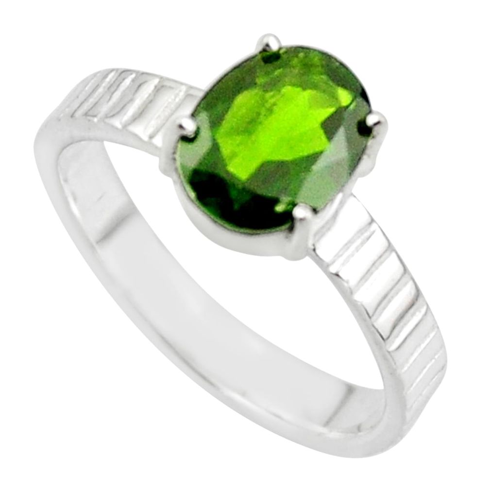 3.38cts natural green chrome diopside 925 sterling silver ring size 8 r43430