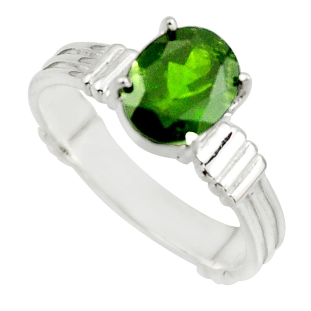 3.04cts natural green chrome diopside 925 sterling silver ring size 8 r43431