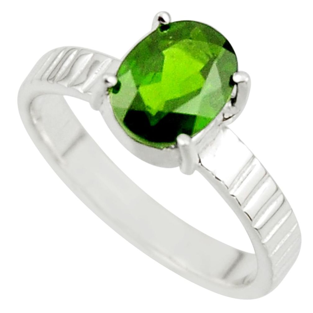 3.05cts natural green chrome diopside 925 sterling silver ring size 8 r43435