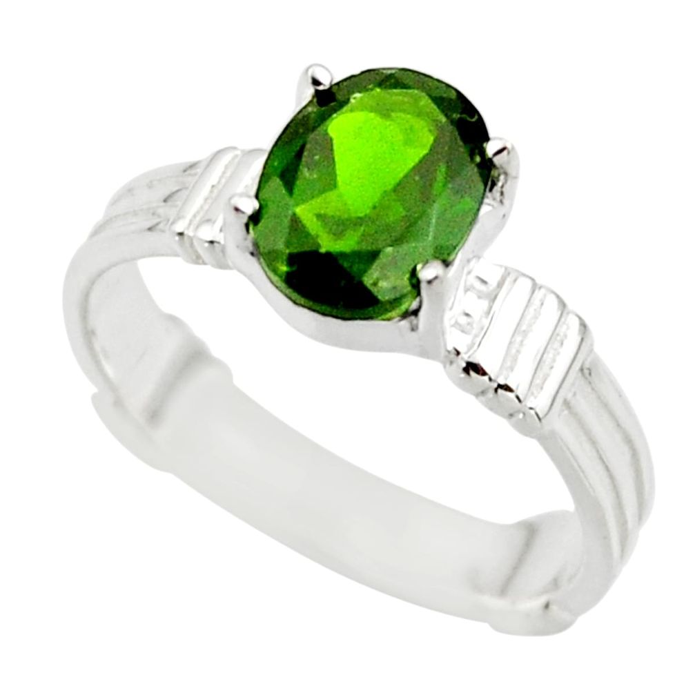 3.05cts natural green chrome diopside 925 sterling silver ring size 8 r43443