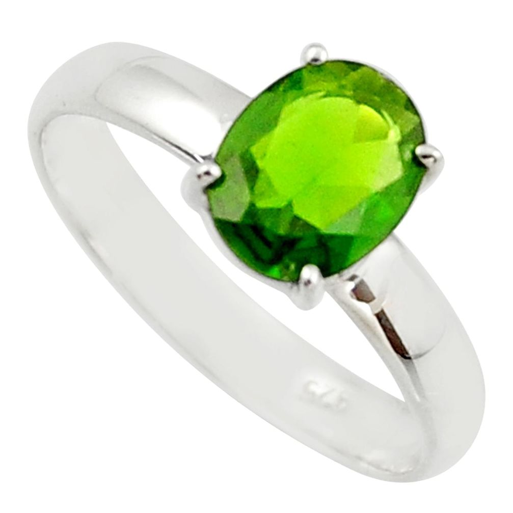 3.09cts natural green chrome diopside 925 sterling silver ring size 9 r42462