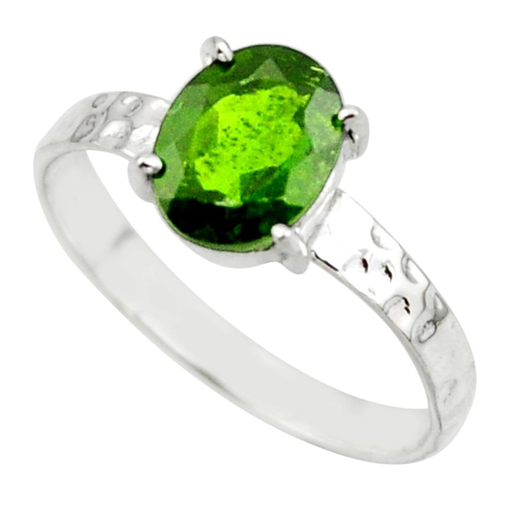 2.96cts natural green chrome diopside 925 sterling silver ring size 9 r43416