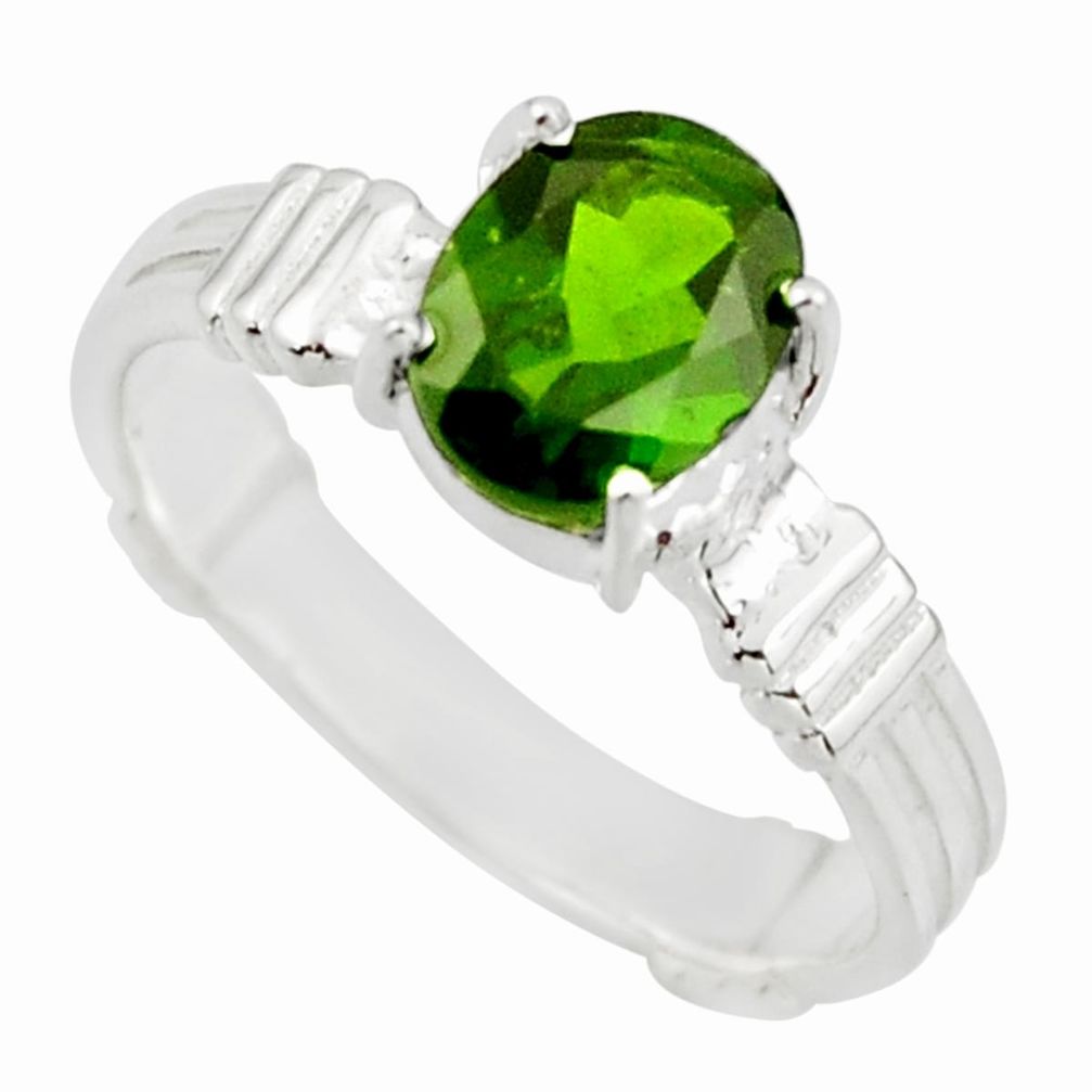 3.37cts natural green chrome diopside 925 sterling silver ring size 9 r43439