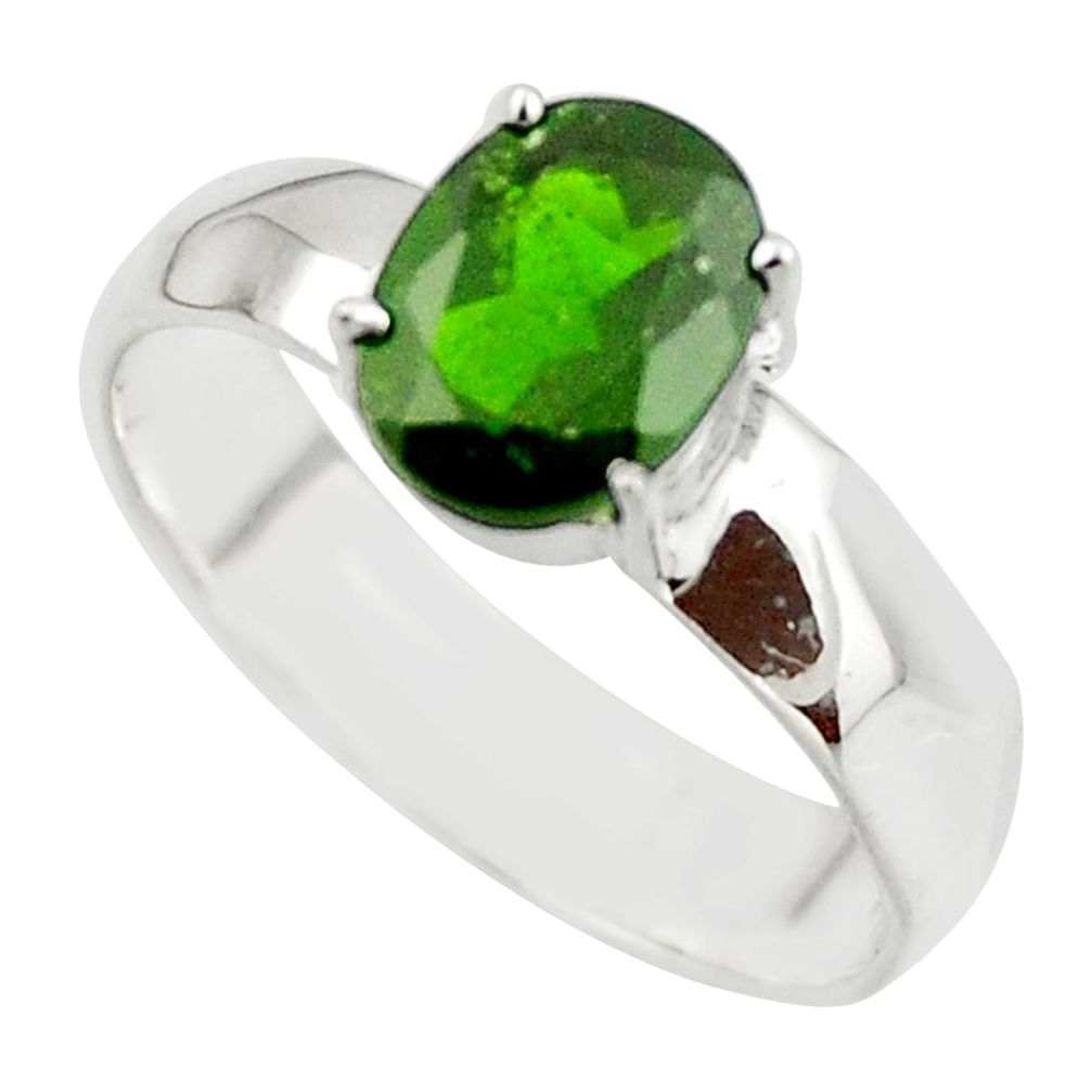 3.19cts natural green chrome diopside 925 sterling silver ring size 9 r43448