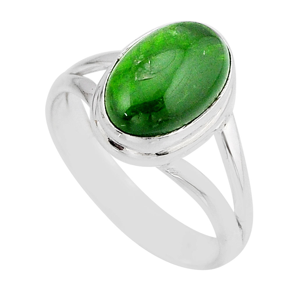 4.63cts natural green chrome diopside 925 sterling silver ring size 8.5 y62920