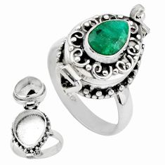 2.24cts natural green emerald 925 sterling silver poison box ring size 8 u9697