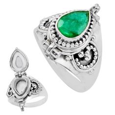 2.35cts natural green emerald 925 sterling silver poison box ring size 8 u9699