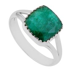 5.50cts natural green emerald 925 sterling silver ring jewelry size 9.5 n49415