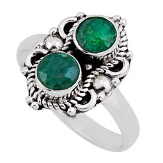 1.63cts natural green emerald 925 sterling silver ring jewelry size 7 n38761