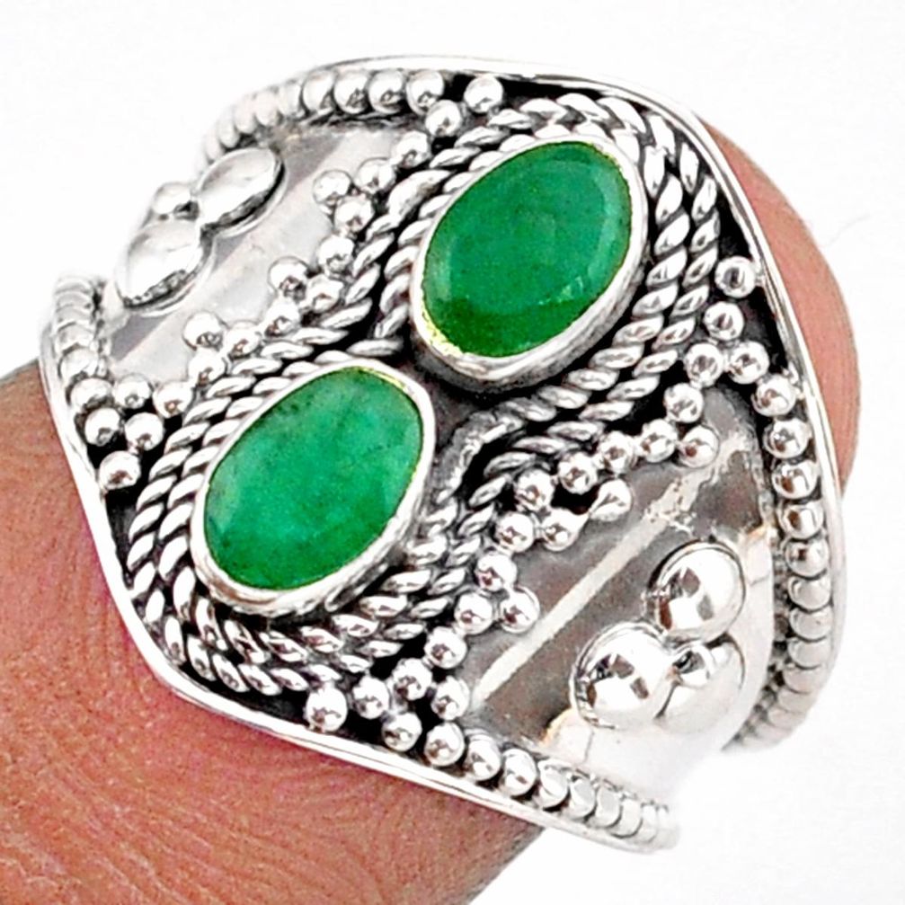 1.79cts natural green emerald 925 sterling silver ring jewelry size 7 t95682