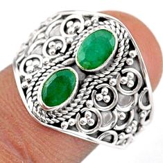 1.69cts natural green emerald 925 sterling silver ring jewelry size 8 t95716