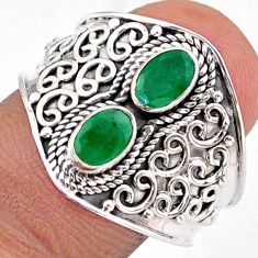 1.56cts natural green emerald 925 sterling silver ring jewelry size 9 t95681