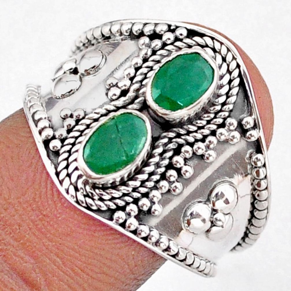 1.79cts natural green emerald 925 sterling silver ring jewelry size 9 t95688