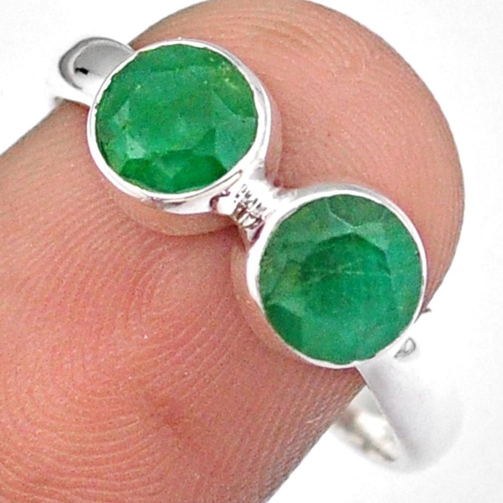 2.38cts natural green emerald 925 sterling silver ring jewelry size 9 u8511