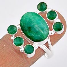 9.34cts natural green emerald 925 sterling silver ring jewelry size 8.5 t92025