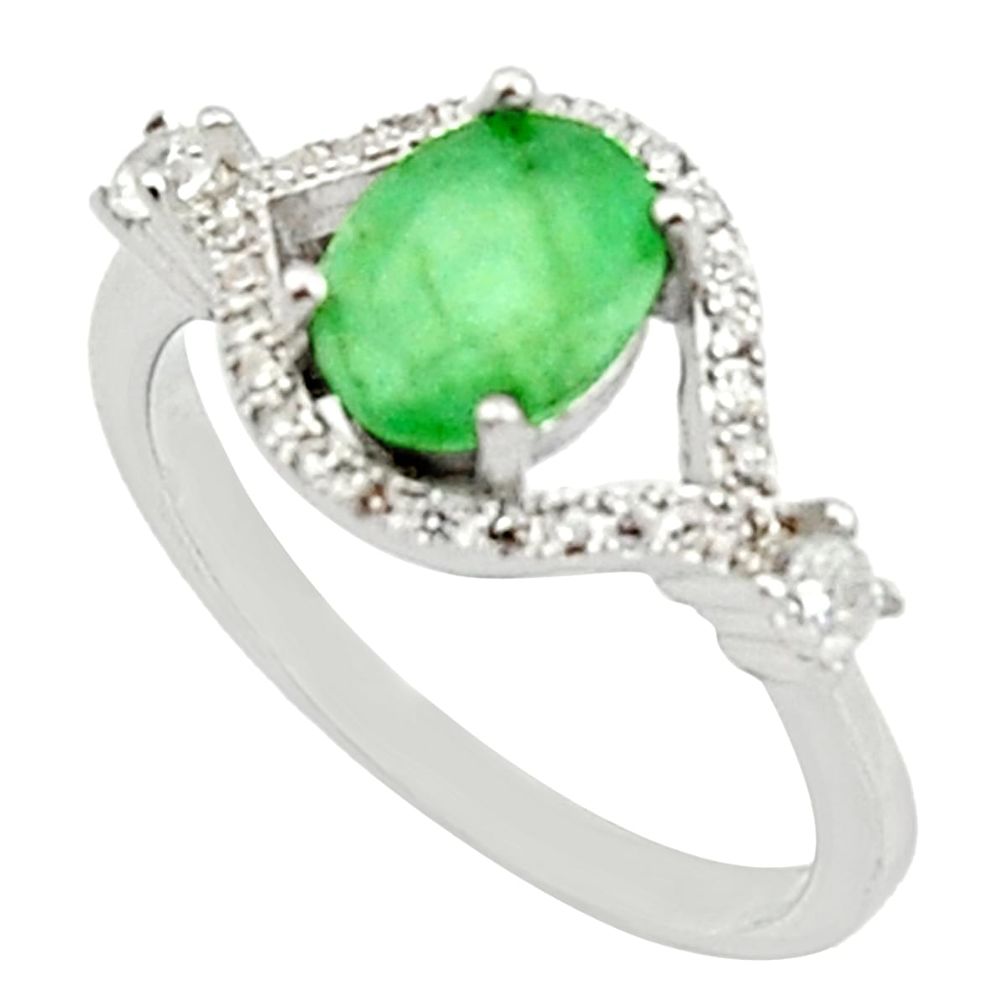 3.91cts natural green emerald oval topaz 925 sterling silver ring size 6.5 c9845