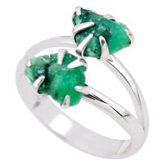 4.89cts natural green emerald rough 925 sterling silver ring size 7 t83025