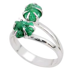 5.54cts natural green emerald rough 925 sterling silver ring size 8.5 t83007