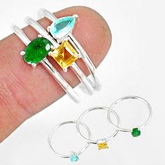 2.97cts natural green emerald topaz 925 silver stackable ring size 9 r79894