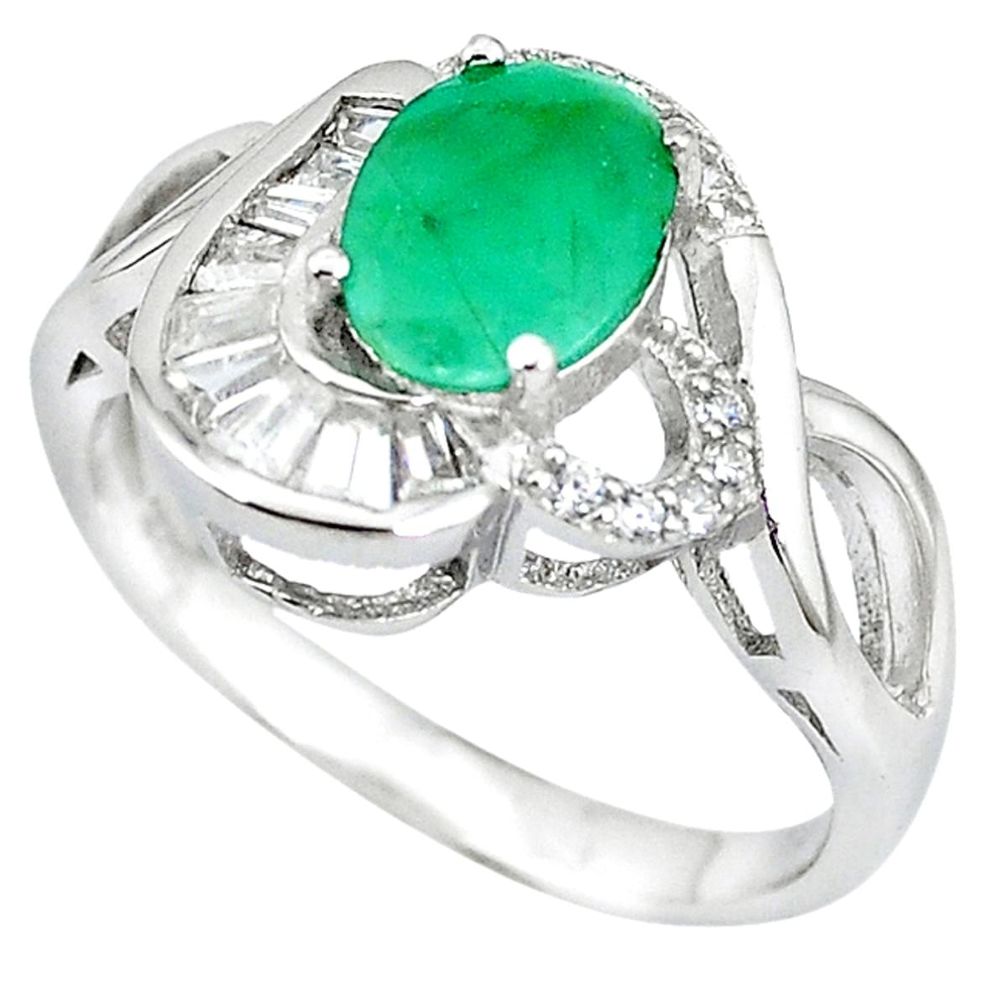 Natural green emerald topaz 925 sterling silver ring size 9 c17738