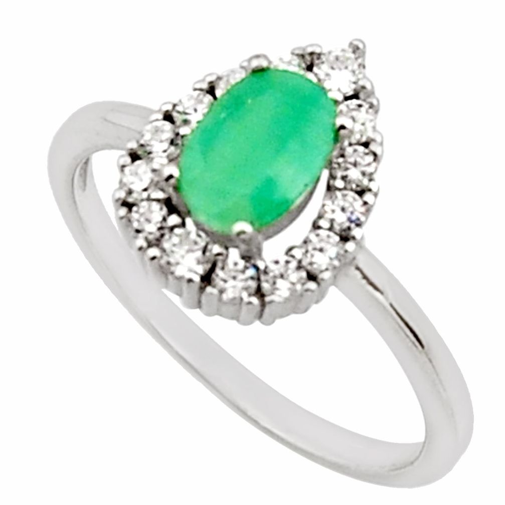 3.14cts natural green emerald white topaz 925 sterling silver ring size 8 c9849