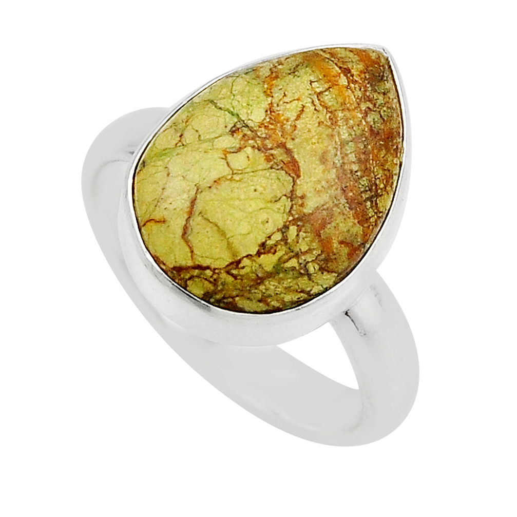 8.51cts natural green gaspeite 925 sterling silver ring jewelry size 7.5 y87282