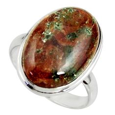14.72cts natural green grass garnet 925 silver solitaire ring size 9.5 r39622