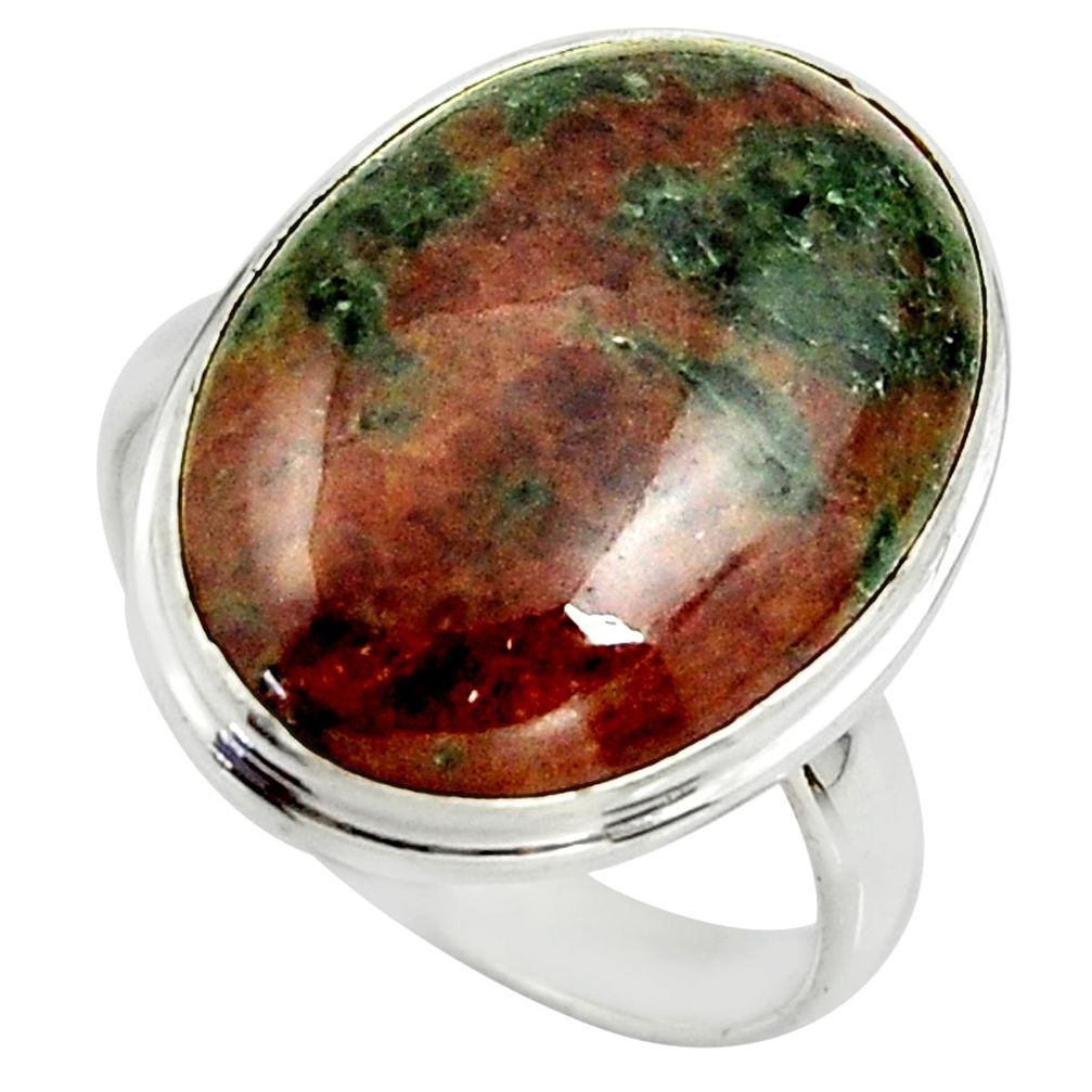 17.18cts natural green grass garnet 925 silver solitaire ring size 9.5 r39627