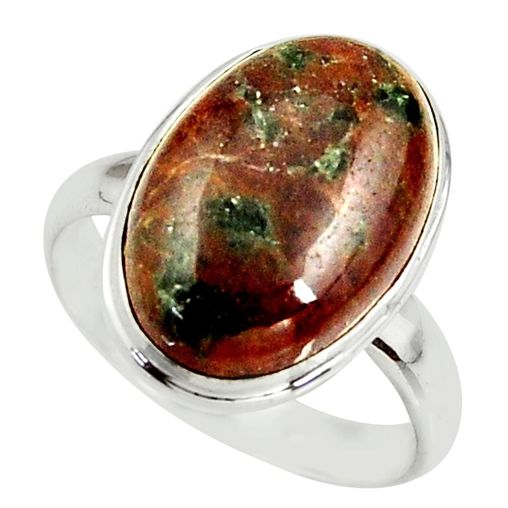 10.13cts natural green grass garnet 925 silver solitaire ring size 8.5 r39631