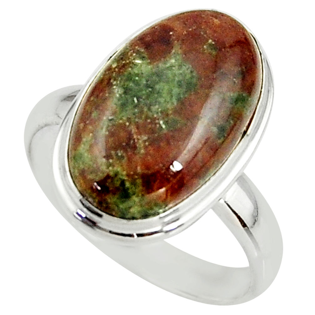 9.47cts natural green grass garnet 925 silver solitaire ring size 8.5 r39633