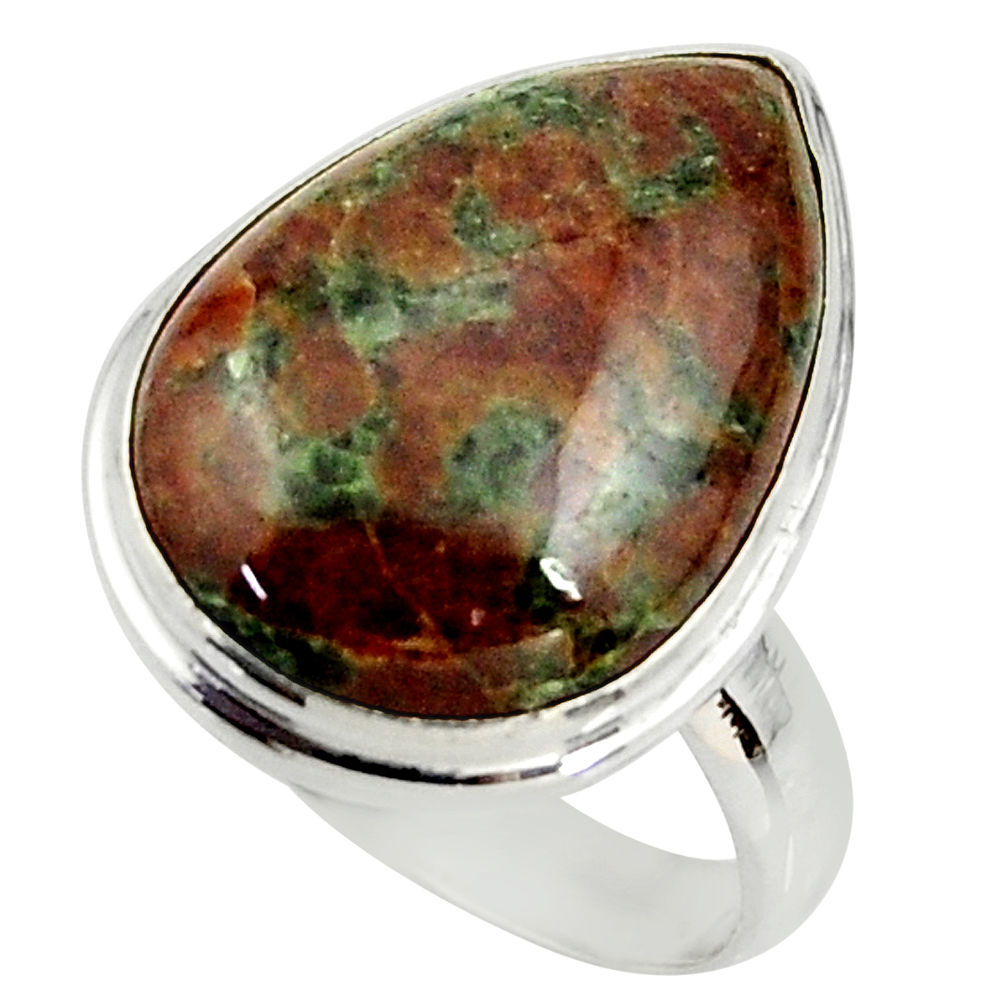 14.40cts natural green grass garnet 925 silver solitaire ring size 8.5 r39637