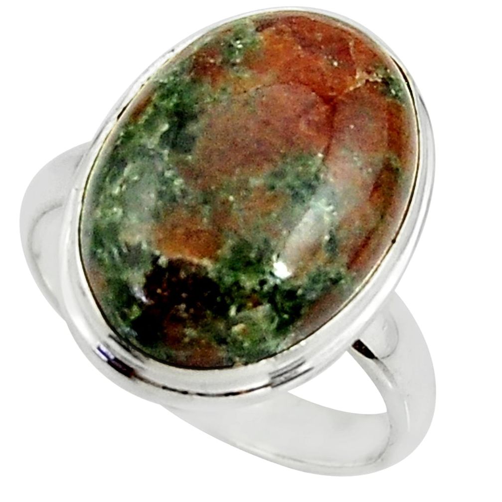 13.77cts natural green grass garnet oval silver solitaire ring size 7.5 r39624