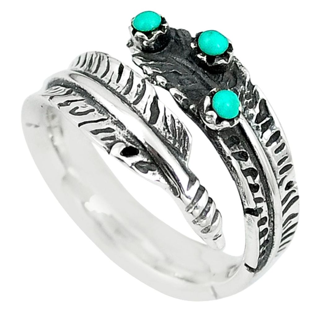 Natural green kingman turquoise 925 silver adjustable ring size 8 c10383