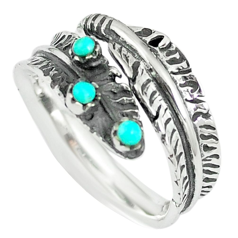 Natural green kingman turquoise 925 silver adjustable ring size 8 c10392