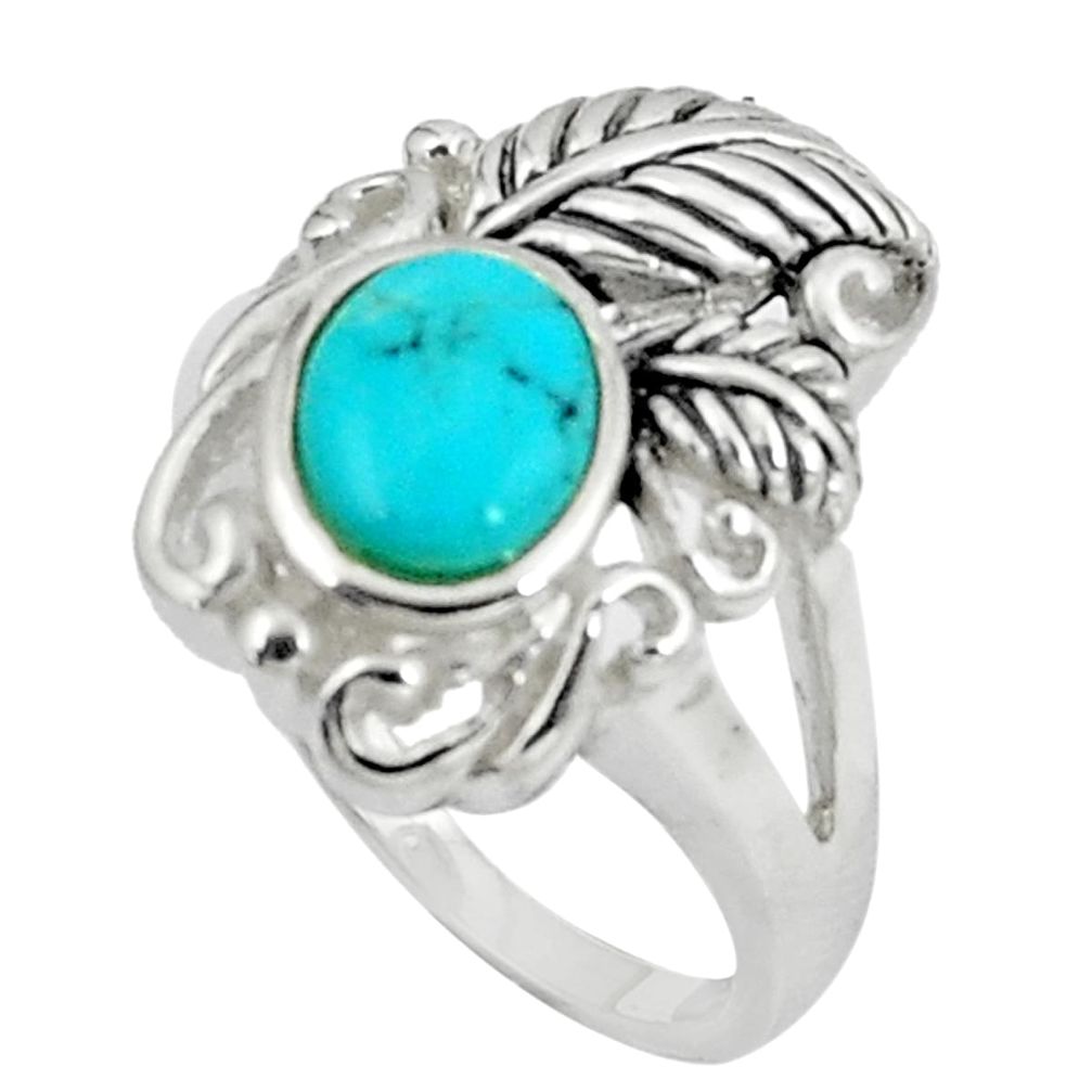 2.68cts natural green kingman turquoise 925 silver solitaire ring size 7 c10650
