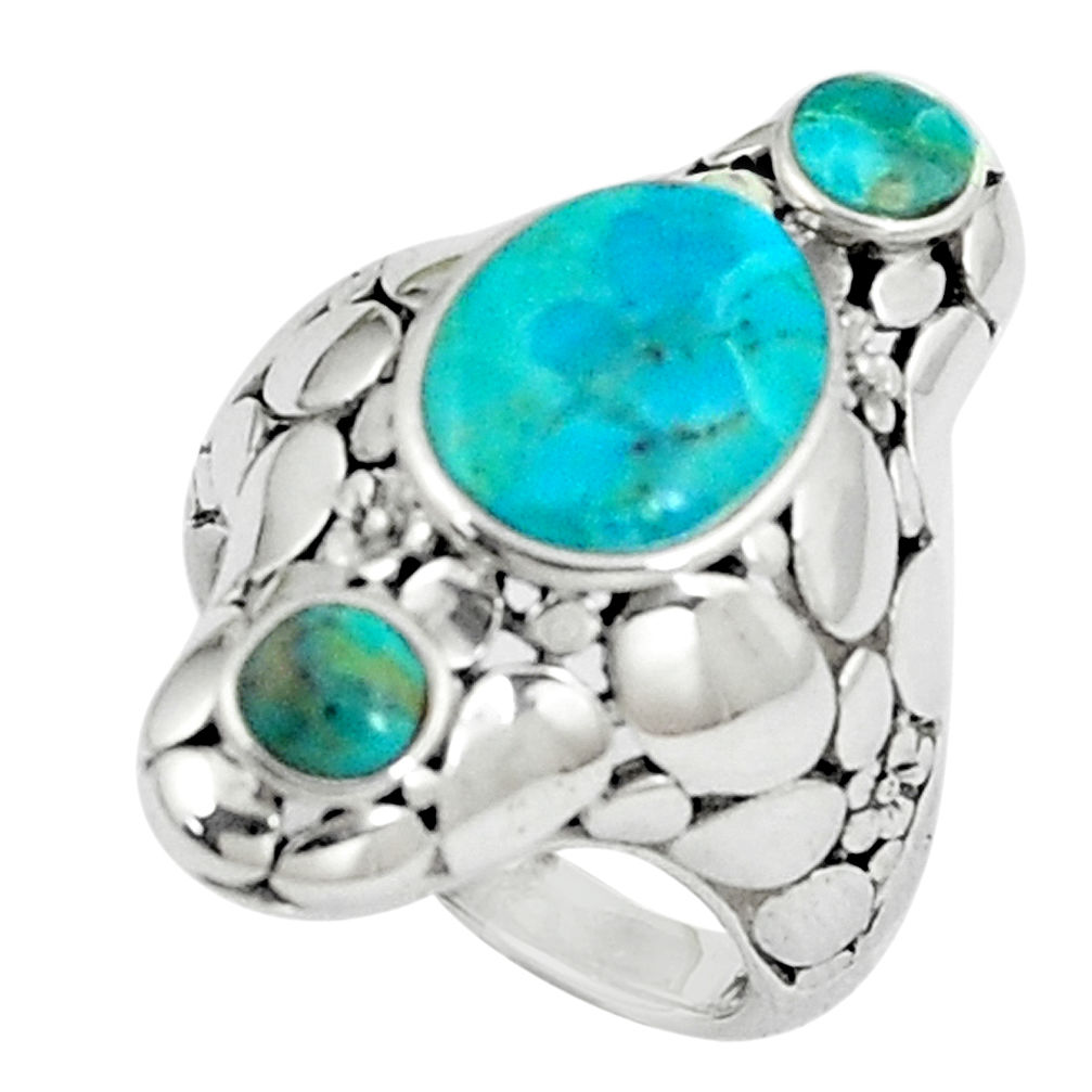 LAB 4.91cts natural green kingman turquoise 925 sterling silver ring size 5.5 c10661