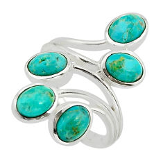 7.51cts natural green kingman turquoise 925 sterling silver ring size 8 y78561