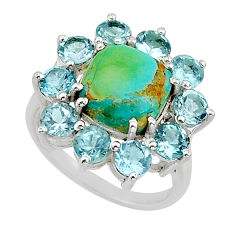 8.75cts natural green kingman turquoise topaz 925 silver ring size 6.5 y78745