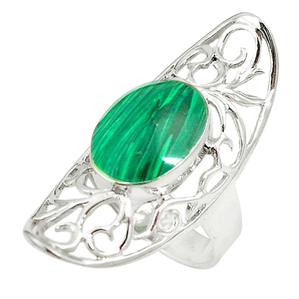 Natural green malachite (pilot's stone) 925 silver ring size 8.5 c22323