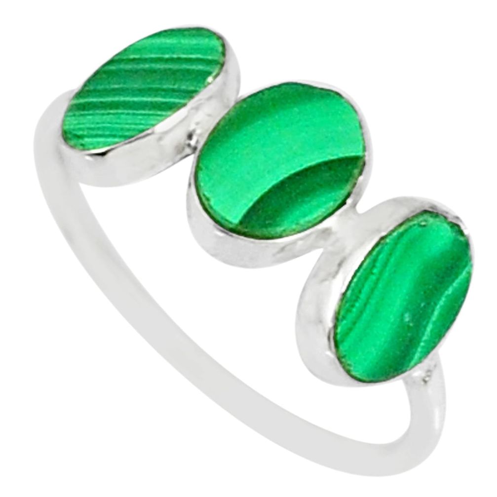 6.94cts natural green malachite (pilot's stone) 925 silver ring size 7.5 r88006