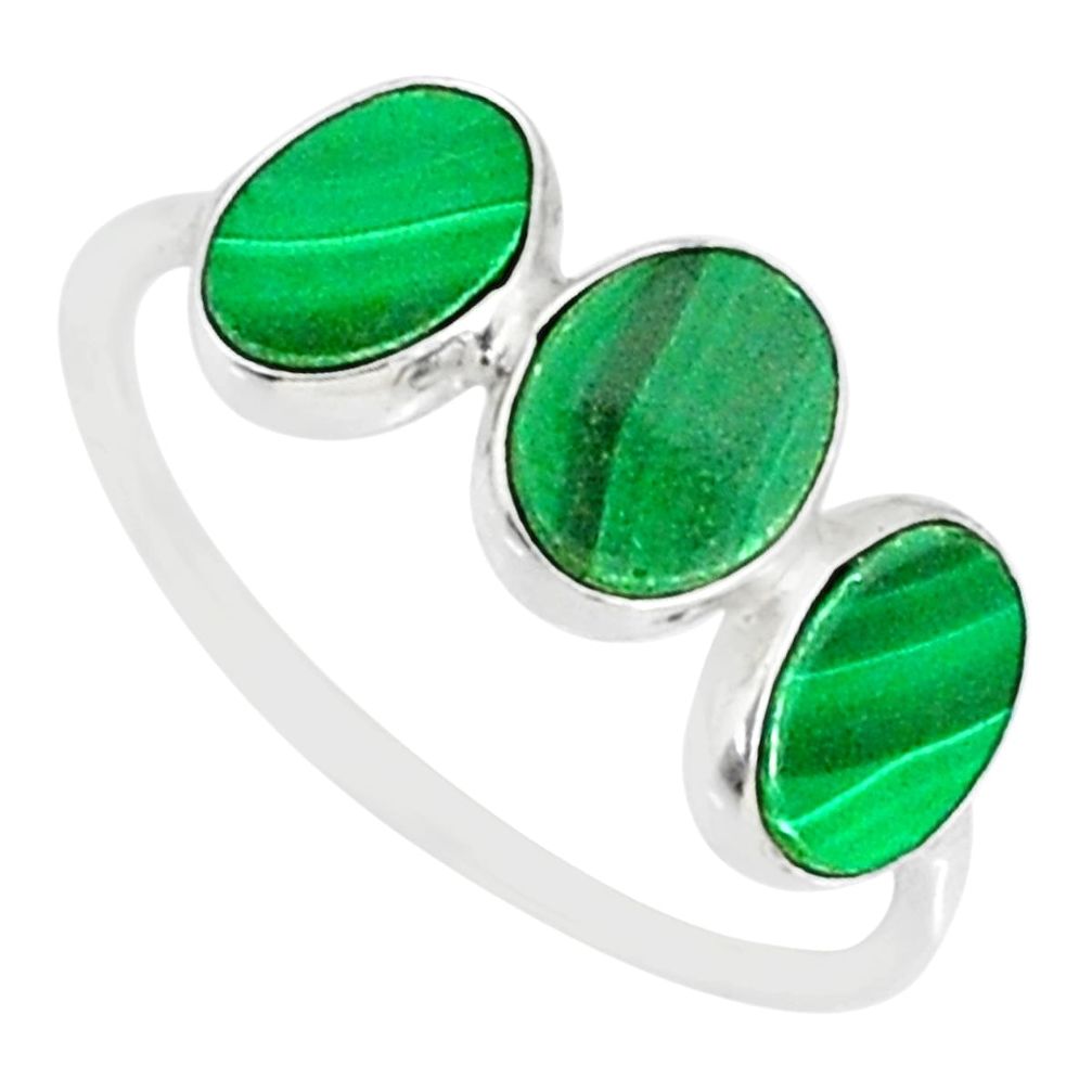 6.94cts natural green malachite (pilot's stone) 925 silver ring size 8.5 r88009