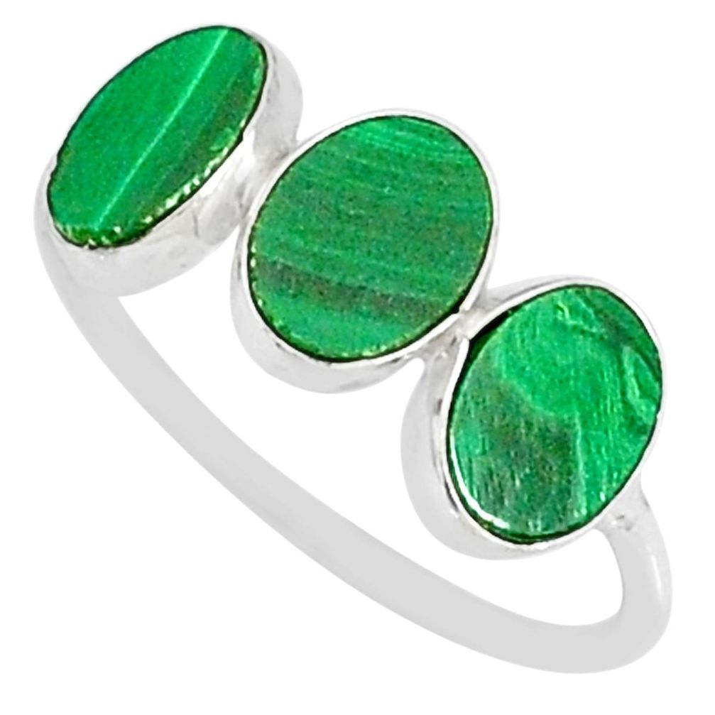 7.46cts natural green malachite (pilot's stone) 925 silver ring size 8.5 r88012