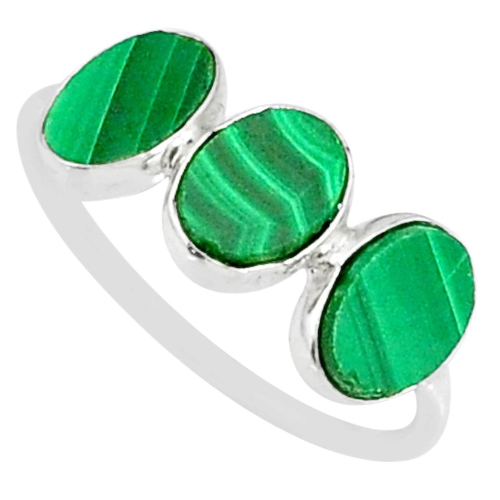 6.45cts natural green malachite (pilot's stone) 925 silver ring size 7.5 r88015