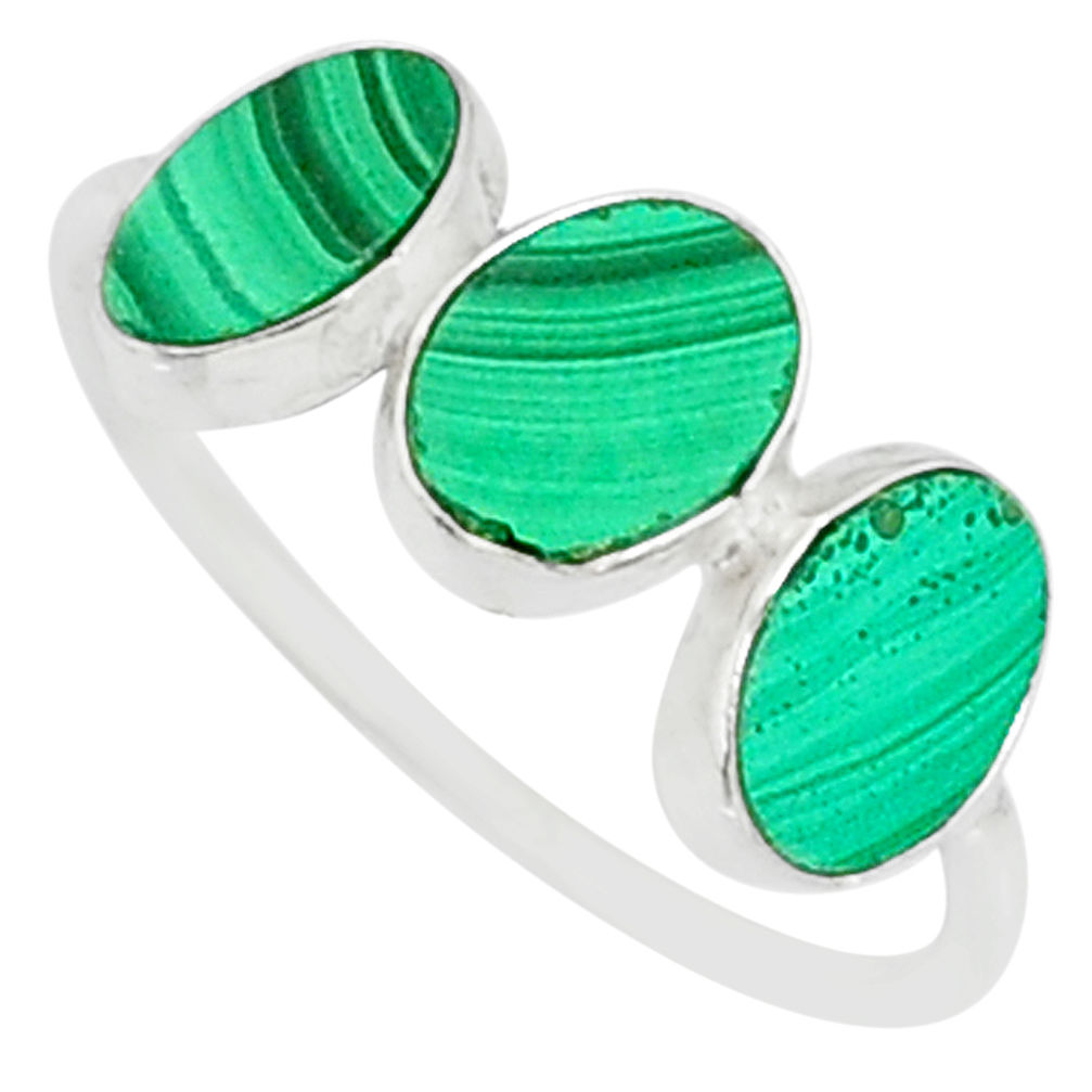 6.45cts natural green malachite (pilot's stone) 925 silver ring size 8.5 r88058