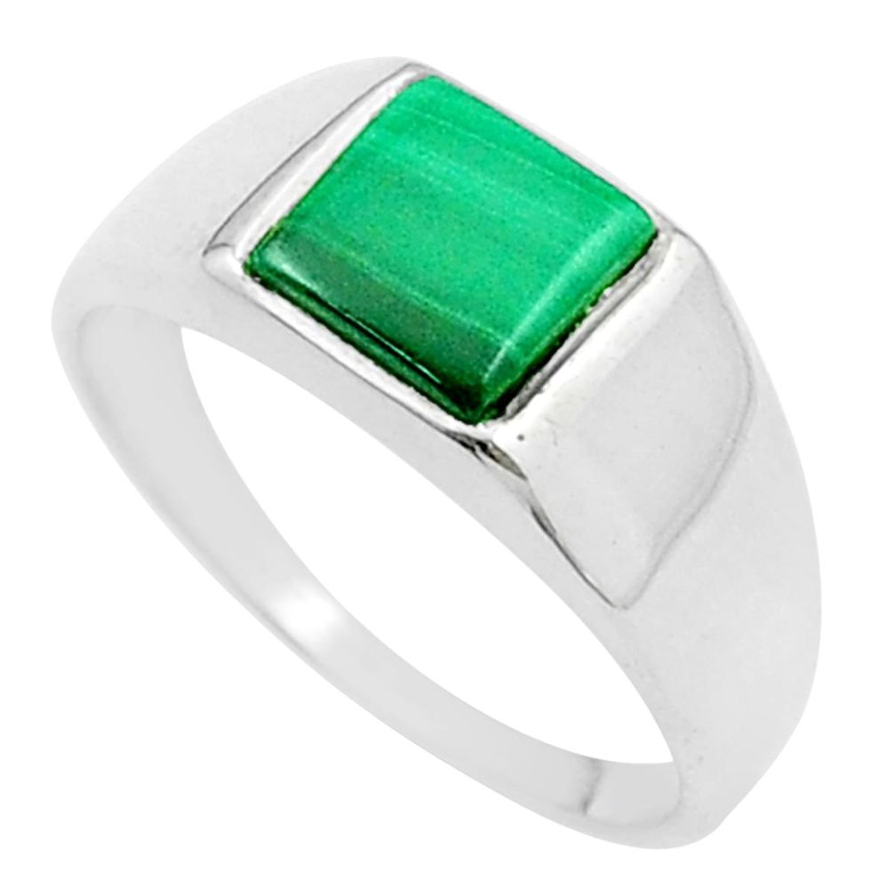 3.16cts natural green malachite (pilot's stone) 925 silver ring size 11 u36706