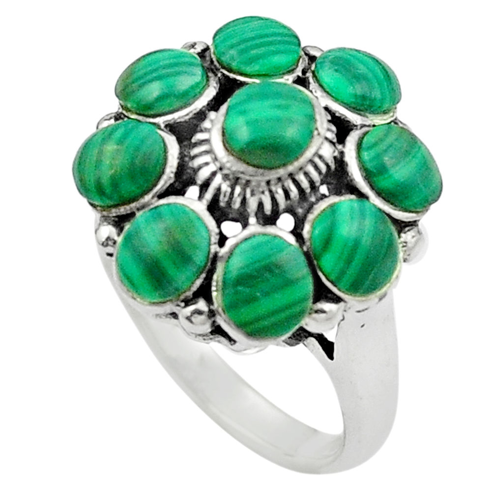 Natural green malachite (pilot's stone) 925 silver ring size 7 c12361